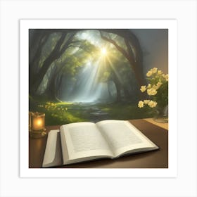 Open Book In The Forest Art Print