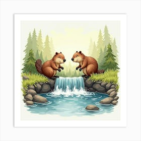 Beaver In The Forest 1 Art Print