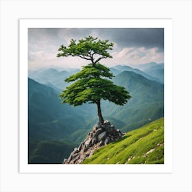 Lone Tree On Top Of Mountain 40 Art Print