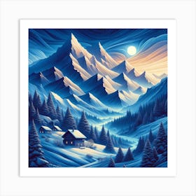 Winter Landscape Painting Art Print