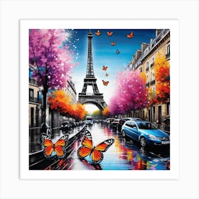 Paris With Butterflies 11 Art Print