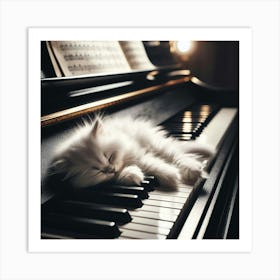 Cat Sleeping On Piano 5 Art Print