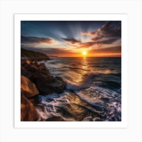 Sunset Over The Sea Art Print