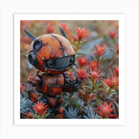 Robot In Bloom Art Print