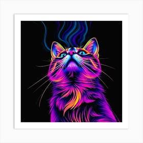 Neon Cat Art Print