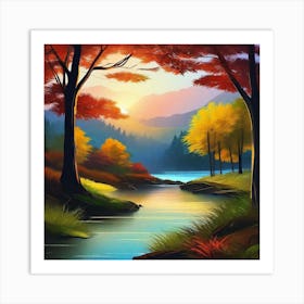 Autumn Landscape Painting 10 Art Print