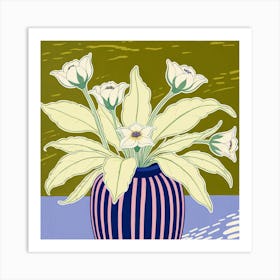 White Flowers In A Vase Art Print