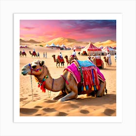 Camels In The Desert Art Print