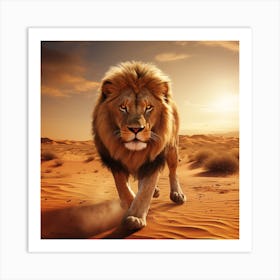 Lion In The Desert Art Print