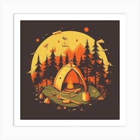 Camping In The Woods 1 Art Print