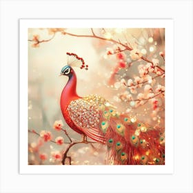 Peacock with Jewels Art Print