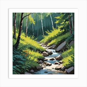 Stream In The Woods 1 Art Print