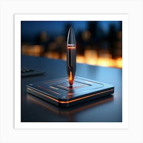 3d Model Of Computer Pointer In Mid Glow As If Clickable Hovering Over A Sleek Virtual Interface Wi (1) Art Print