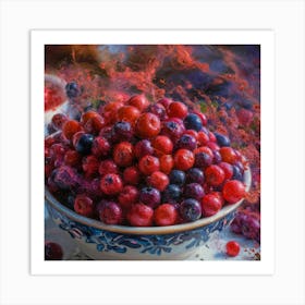 Red Berries In A Bowl Art Print