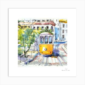 Lisbon Tram.A fine artistic print that decorates the place. Art Print