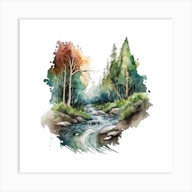 Watercolor Of The Forest Art Print