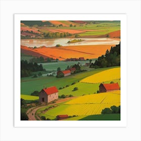 Landscape Of Farmland Art Print