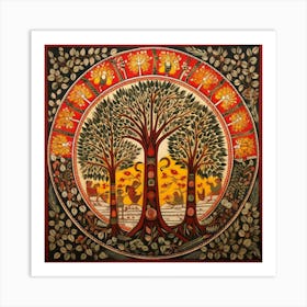 Sahitya Kala Madhubani Painting Indian Traditional Style Art Print