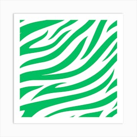 Op Art Zebra in Green and White Art Print