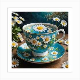 Daisy Cup And Saucer Art Print