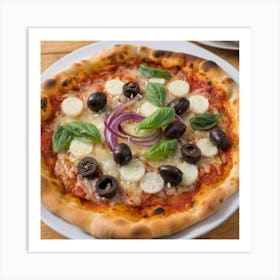 Pizza With Olives And Olives Art Print