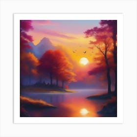 Sunset By The Lake 6 Art Print