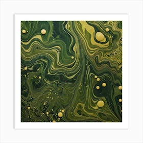 olive gold abstract wave art 1 Art Print