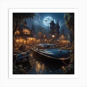 Nighttime Boat Ride Art Print