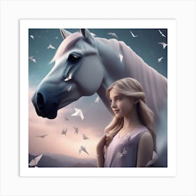 Girl With A Horse 3 Art Print