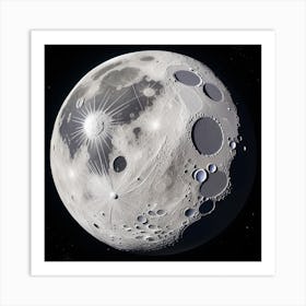 Realistic Moon AI image , visual and realistic Art Print