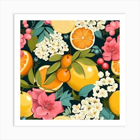 Fruits And Flowers Art Print