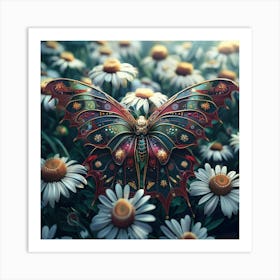 Butterfly On Daisies 10 Art Print