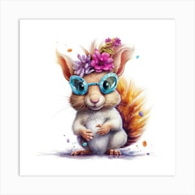 Squirrel In Sunglasses Art Print