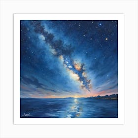 Celestial Watercolor Artwork With Starry Expanse 1 Art Print