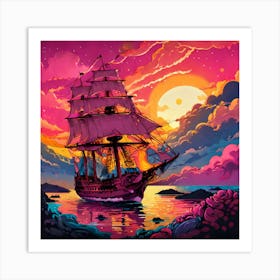 Ship In The Sea Art Print