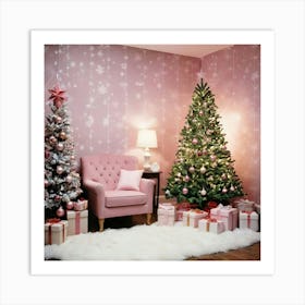 Pink Christmas Tree 4 Art Print