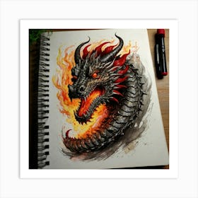 Dragon Drawing 1 Art Print