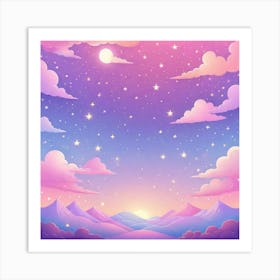 Sky With Twinkling Stars In Pastel Colors Square Composition 286 Art Print