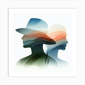 Portrait Of A Woman And Man Art Print