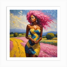 Woman With Pink Hair 1 Art Print