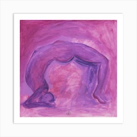 Male Nude Purple 1 - man homoerotic adult mature gay art mauve hand painted figure Art Print