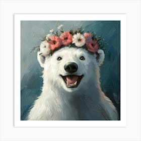 Polar Bear With Flower Crown 1 Poster