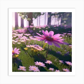 Daisies In The Forest Art Print