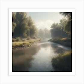 River In The Mist Art Print