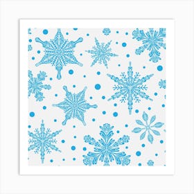 Snowflakes On A White Background Art Print