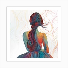 Girl With Colorful Hair 1 Art Print