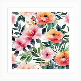 Watercolor Floral Pattern Art Print