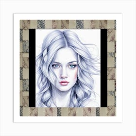 Portrait Of A Girl With Blue Hair Art Print