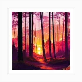 Sunset In The Forest 35 Art Print
