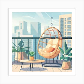 Balcony With Hanging Chair 8 Art Print